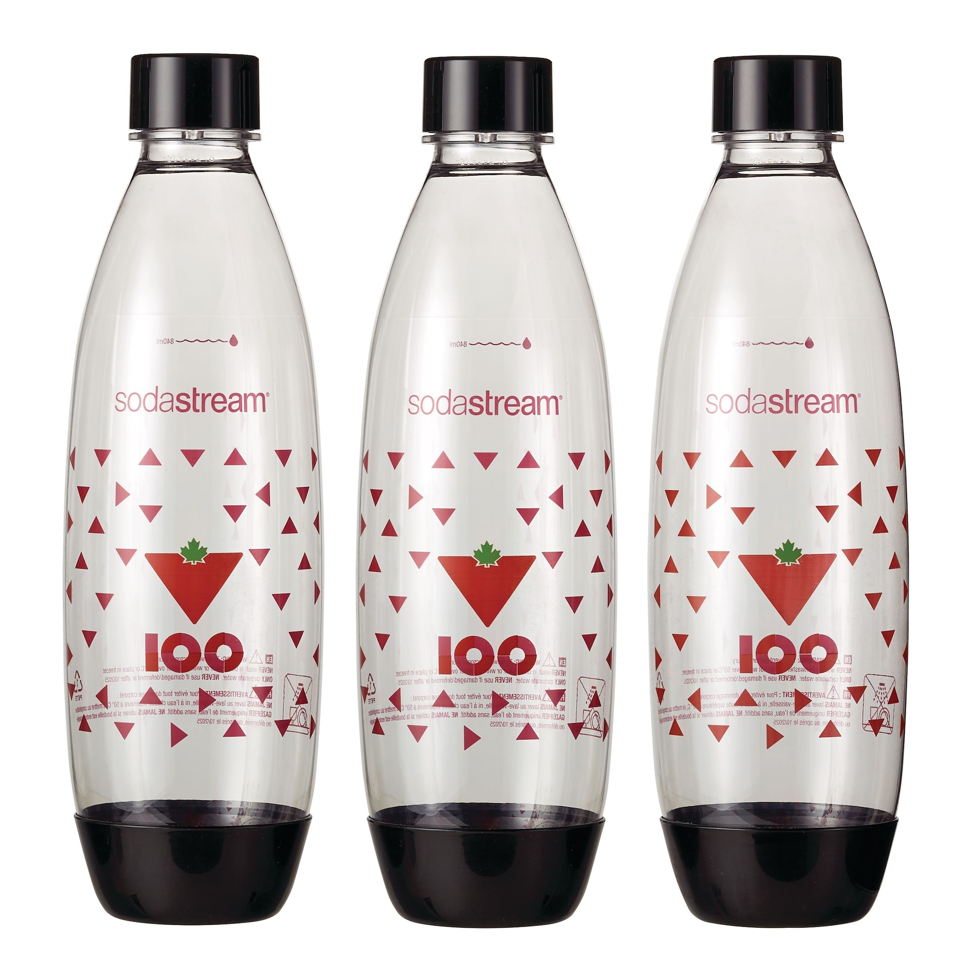 SodaStream Canadian Tire 100th Anniversary Special Edition Carbonating Bottles, 1L, 3pk