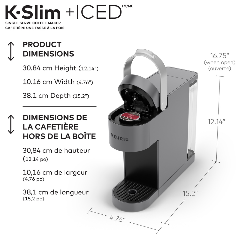 Keurig KSlim Iced Single Serve Coffee Maker, Grey Canadian Tire