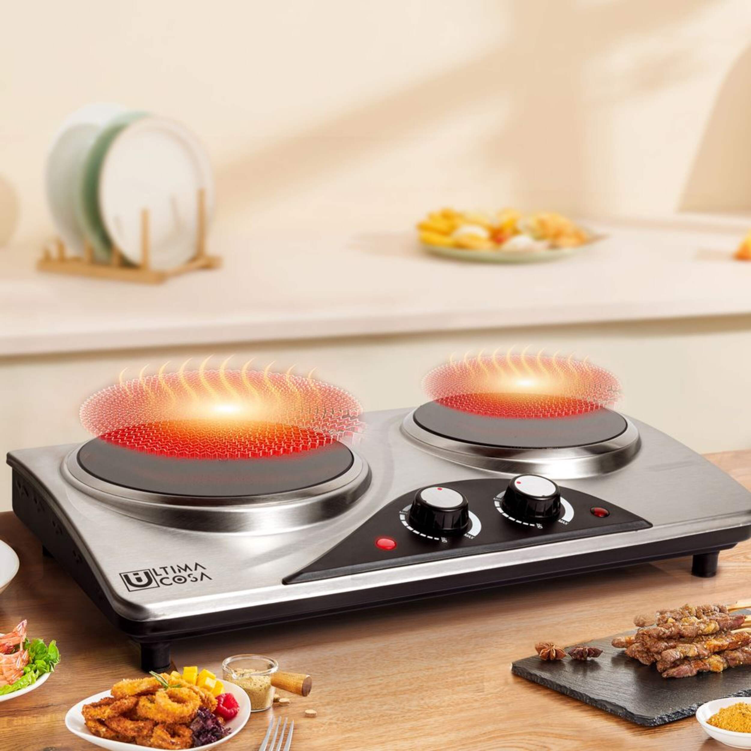 Ultima Cosa Ceramic Double Cooktop with Powerful Dual Burners, Stainless Steel Canadian Tire