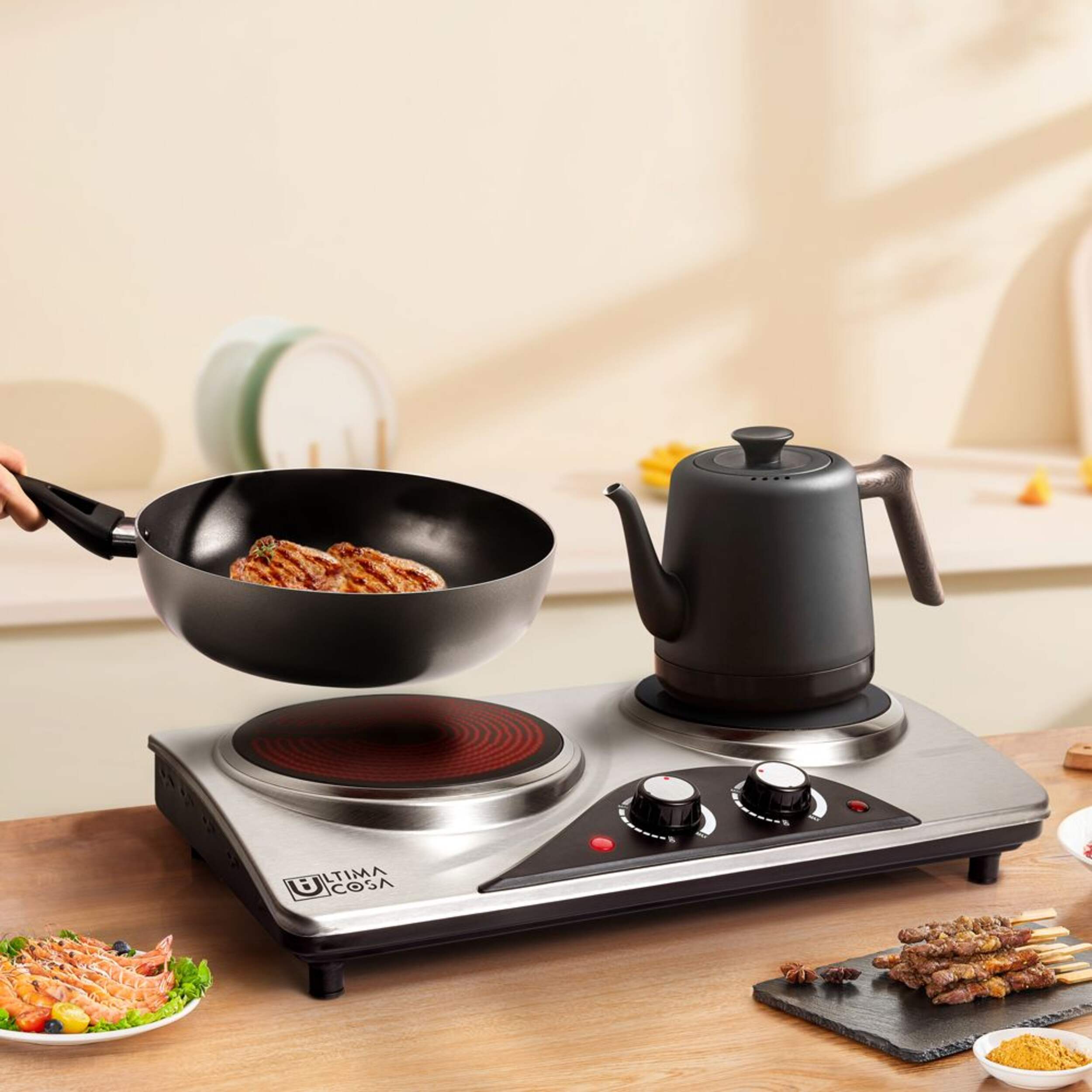 Ultima Cosa Ceramic Double Cooktop with Powerful Dual Burners