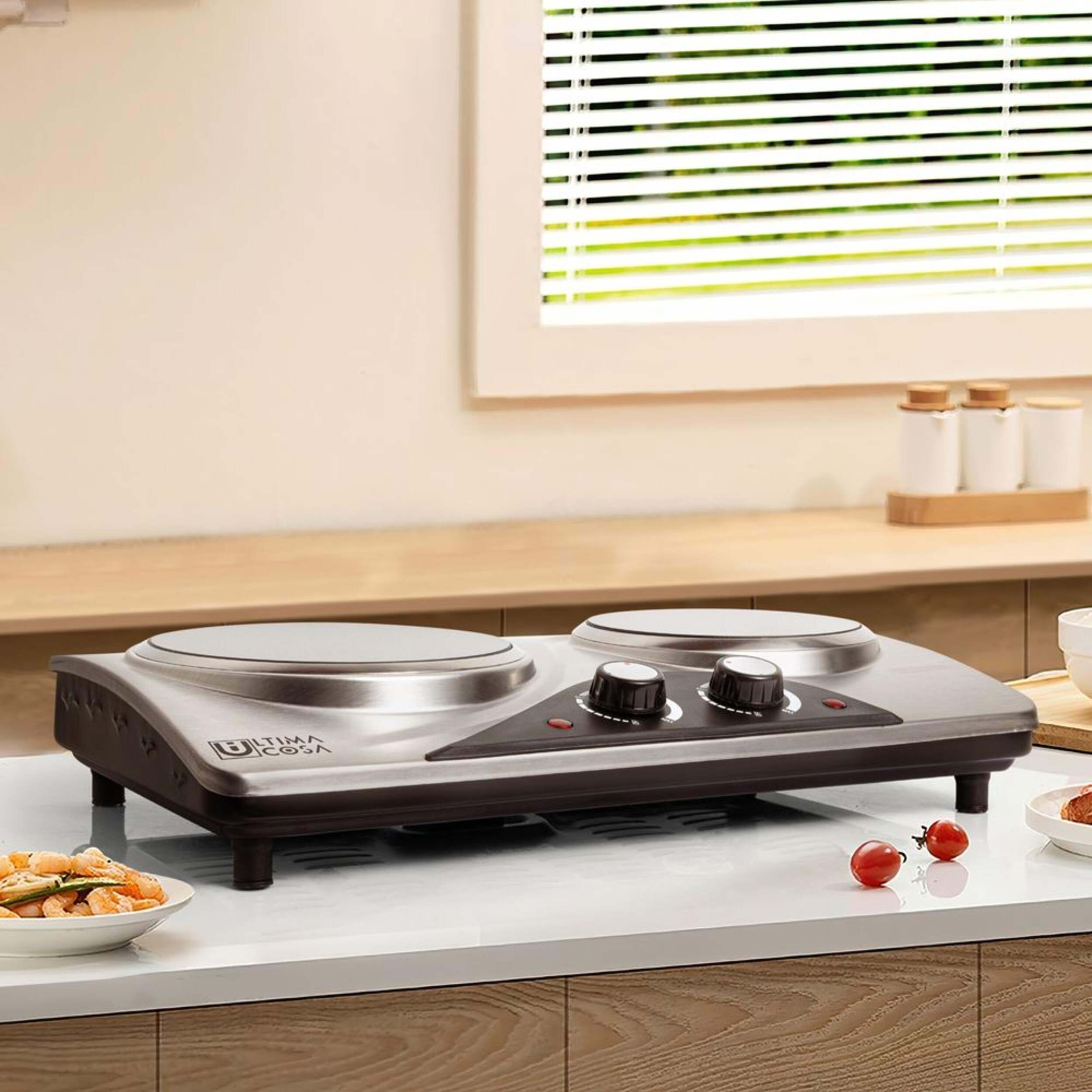 Ultima Cosa Ceramic Double Cooktop with Powerful Dual Burners, Stainless Steel Canadian Tire