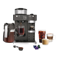 Ninja Drip Coffee Maker & Espresso Pod Machine with Glass Carafe & Fold Away Frother, Black, 12-Cup Front_Elevated