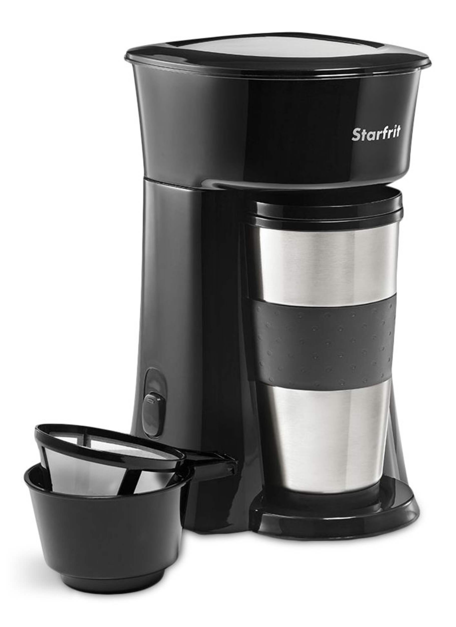 Starfrit Single Serve Coffee Maker with Travel Mug, 12oz, Black