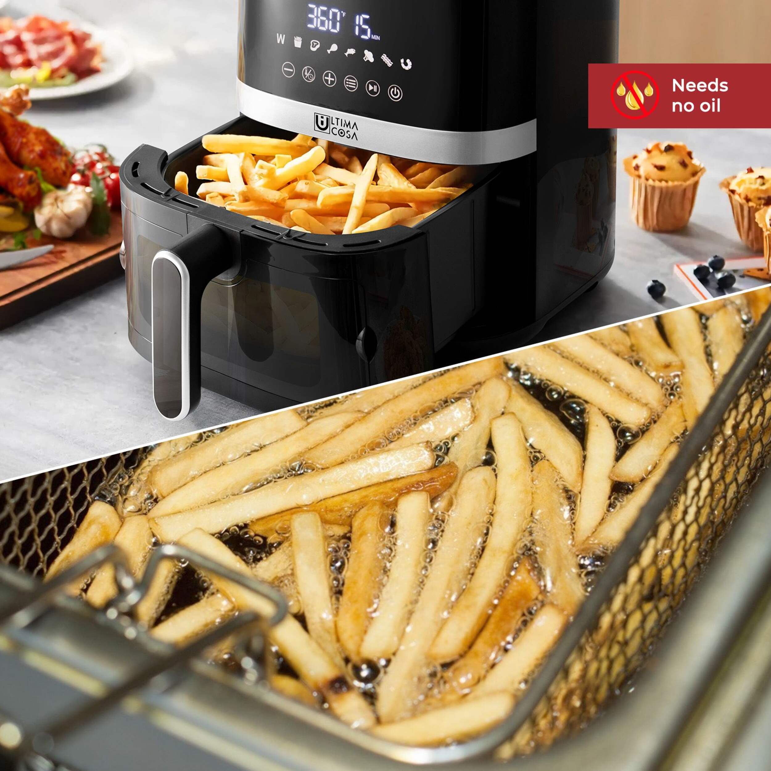 Ultima Cosa Air Fryer with Viewing Glass, 5L, Black Canadian Tire