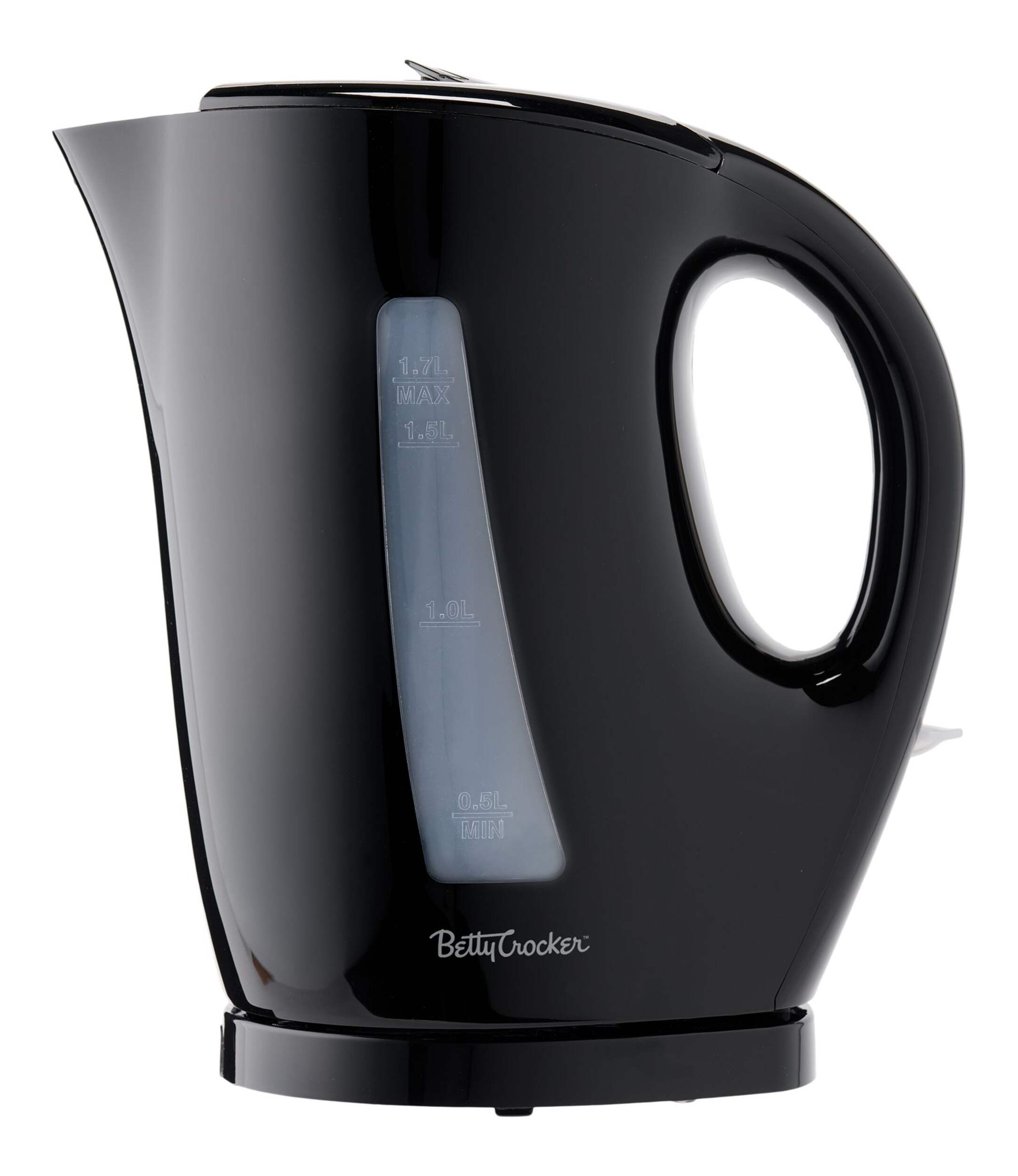 Betty Crocker Cordless Electric Kettle, Black, 1.7-L Side_Left