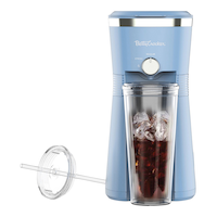 Betty Crocker Iced & Hot Coffee Maker with 20-oz Reusable Tumbler, Baby Blue