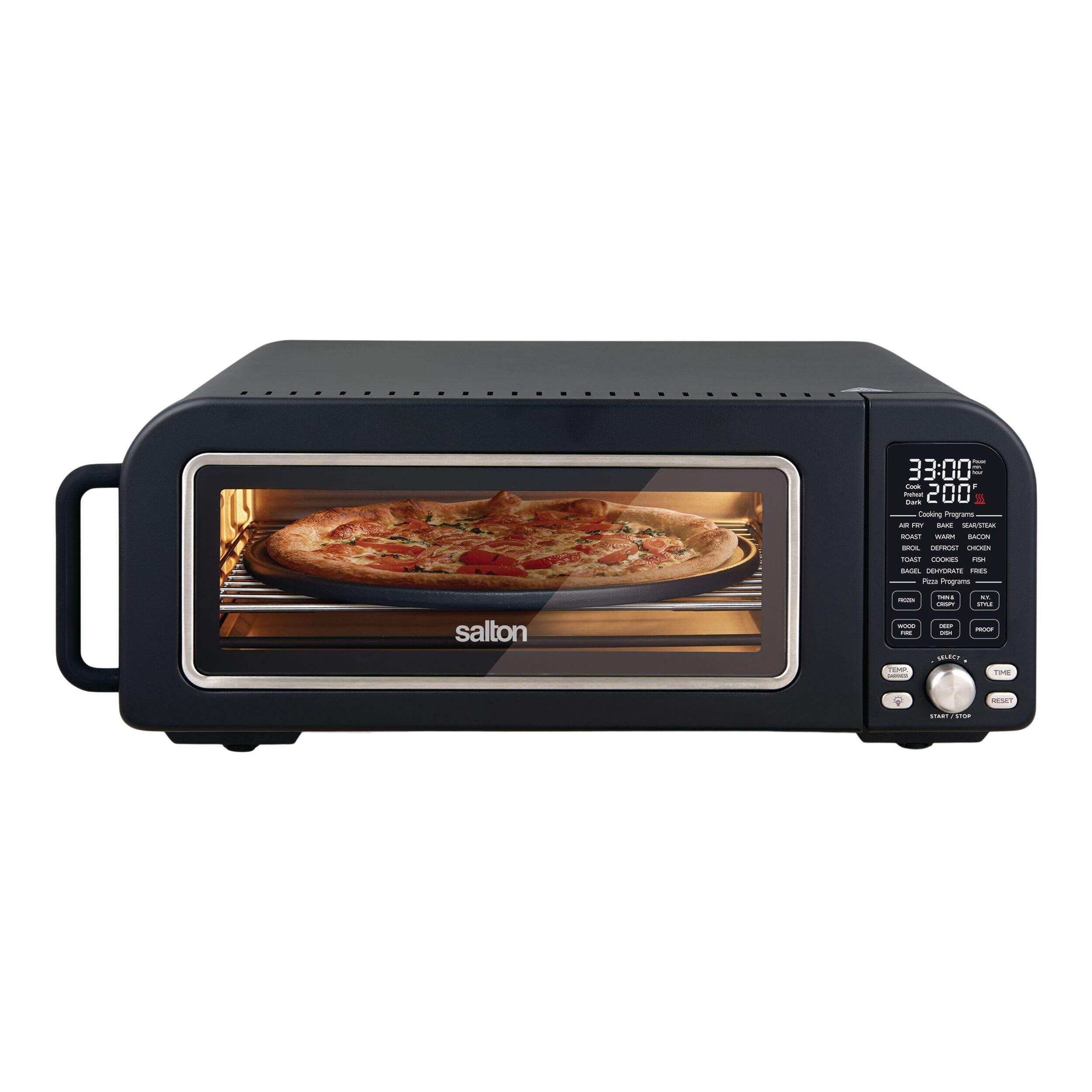 Salton Pizzadesso Professional Pizza Oven, Matte Black Front_Flat