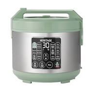 Heritage Digital Programmable Rice & Grain Cooker with 13 Pre-Set Cooking Functions, Includes Steamer, 16-Cups Front_Flat