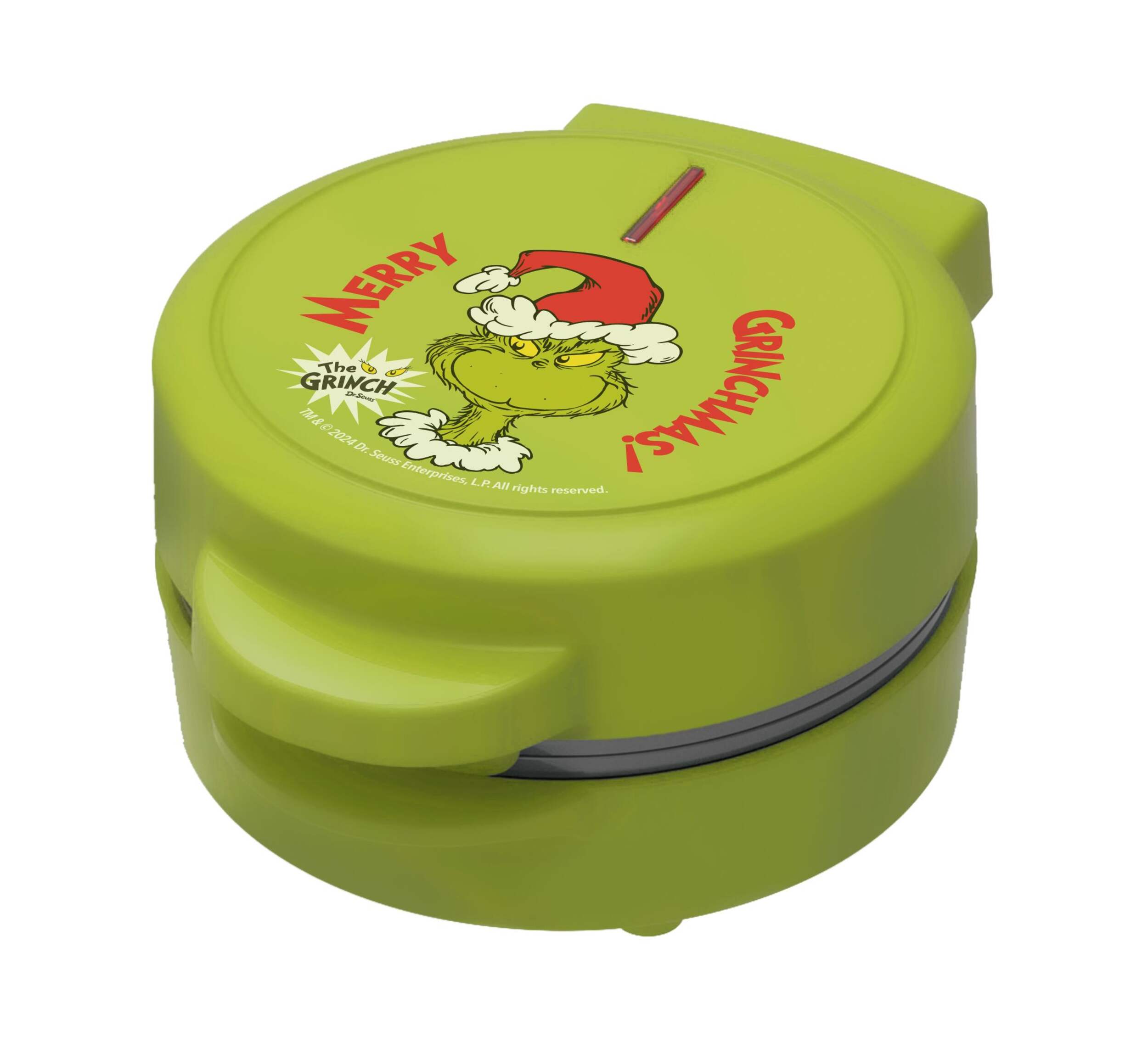 Grinch Christmas Mini Waffle Maker, 550 W, Green Front_Three_Fourths_Angled_Left