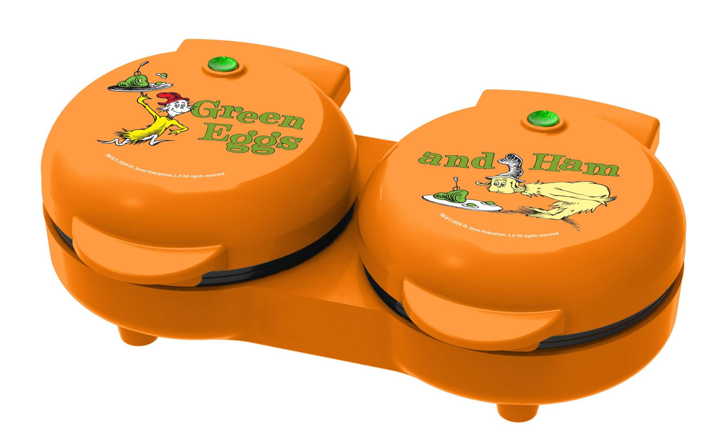 Dr. Seuss Dual Non-Stick Mini Grill & Griddle, 1100 W, Orange Front_Three_Fourths_Angled_Left
