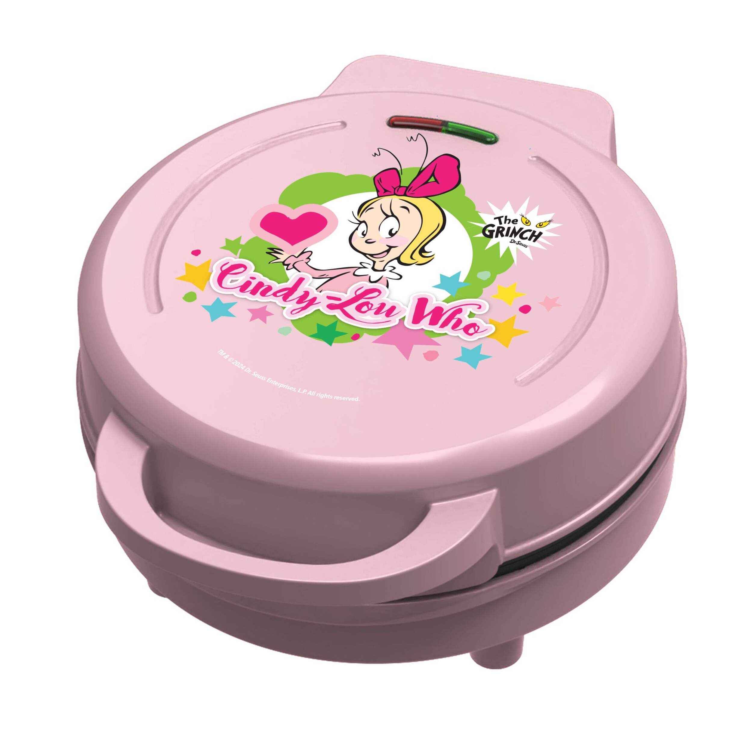 Dr. Seuss Cindy Lou Who Heart Shaped Waffle Pop Maker, Pink Front_Three_Fourths_Angled_Left