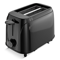 Black & Decker Classic Slot Manual Toaster with Settings, Black, 2-Slices Front_Three_Fourths_Angled_Right