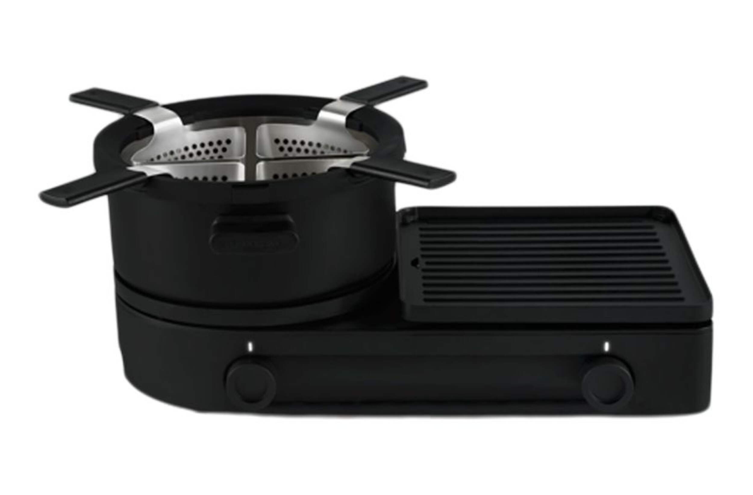 Fondussimo Electric Fondue Set, Black Front_Elevated