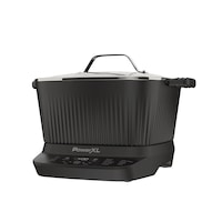 PowerXL™ StirMax™ Digital Programmable Slow/Multi-Cooker with 9 Cooking Pre-Sets, Black Front_Angled_Left