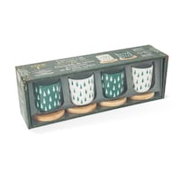 Core Home Stoneware Espresso Set with Bamboo Coasters, 4-pk
