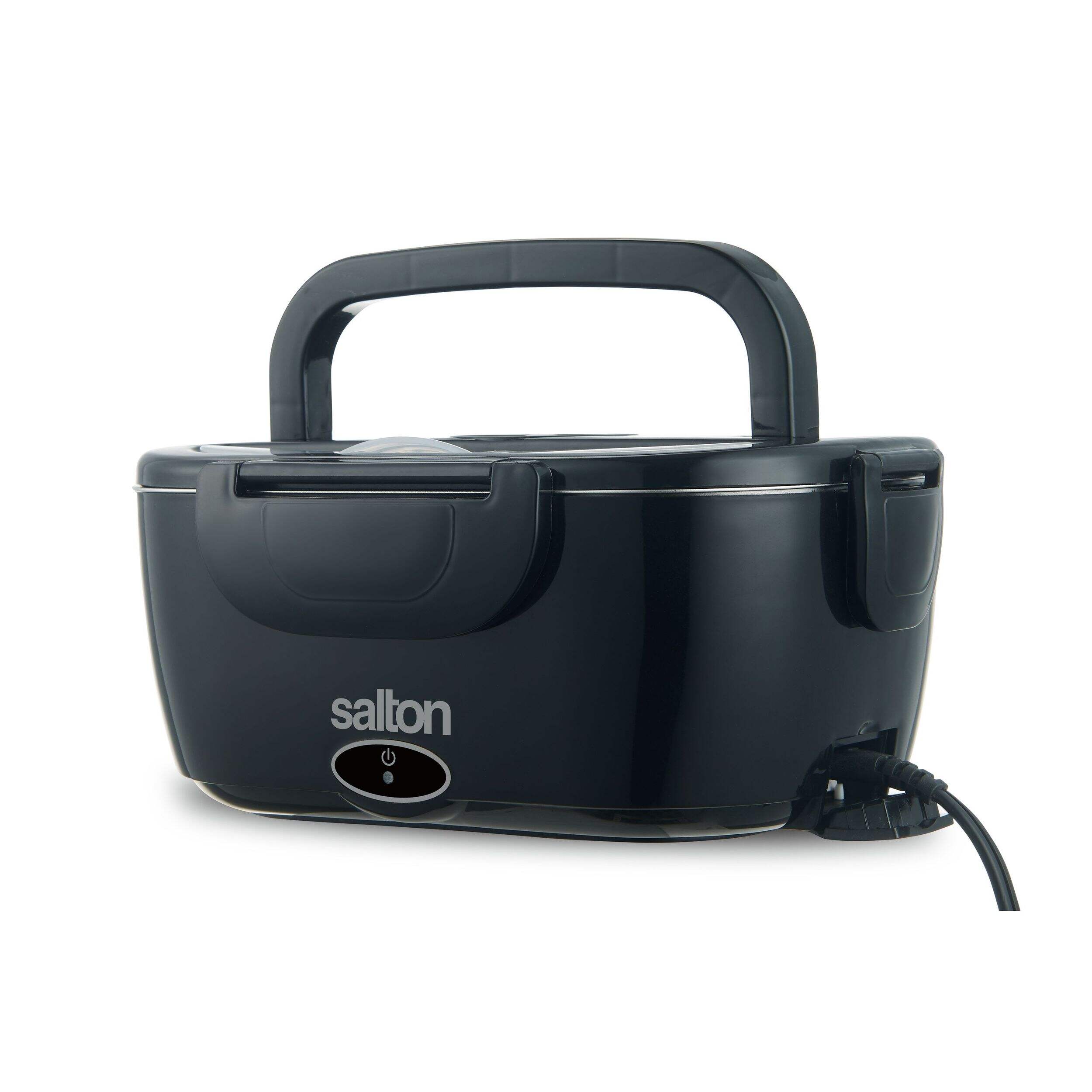 Salton 50W Black Electric Lunch Box with Car Adapter Front_Angled_Left