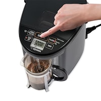 Zojirushi Micom Water Kettle Boiler & Warmer, Black/Stainless Steel, 4-L Front_Three_Fourths_Angled_Left