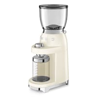 Smeg 50s Retro Style Countertop Coffee Grinder, Stainless Steel Front_Three_Fourths_Angled_Left