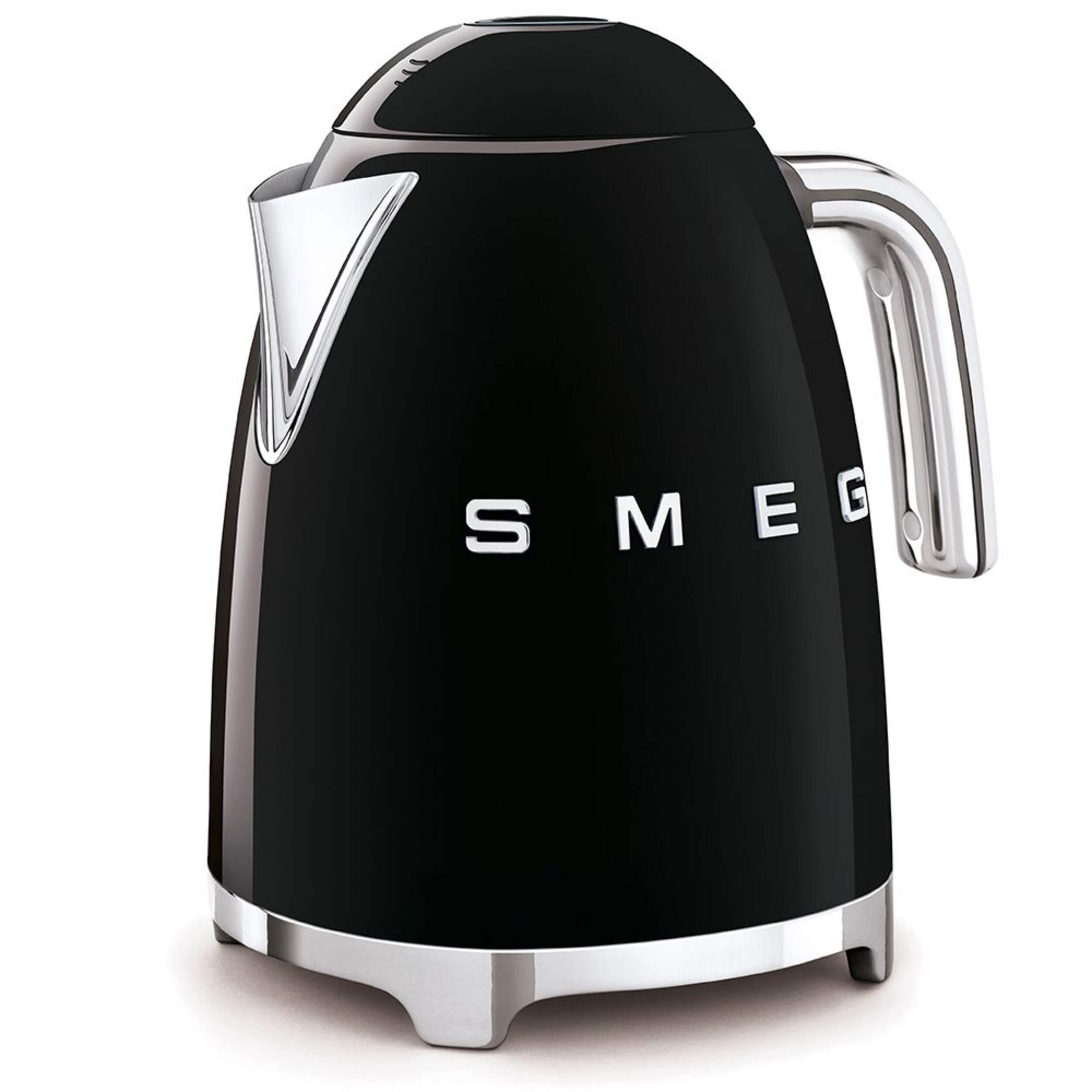 Bouilloire électrique de comptoir à température fixe de style rétro années 50 Smeg, 1 400W, 1,7 L, noir Front_Three_Fourths_Angled_Left