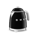 Smeg 50's 1400W Retro Style Electric Mini Countertop Kettle with Cordless Base, Black, 0.8-L Front_Three_Fourths_Angled_Left