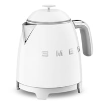 Smeg 50's 1400W Retro Style Electric Mini Countertop Kettle with Cordless Base, White, 0.8-L Front_Angled_Left