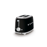 Smeg 50's Retro Style Wide Slot Pop Up Electric Toaster with 6 Settings, 2-Slice, Black Front_Three_Fourths_Angled_Left