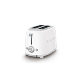 Smeg 50's Retro Style Wide Slot Pop Up Electric Toaster with 6 Settings, 2-Slices, White Front_Three_Fourths_Angled_Left