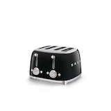 Smeg 50s Retro Style Wide Slot Pop-up Toaster, 4-Slice, Black Front_Three_Fourths_Angled_Left