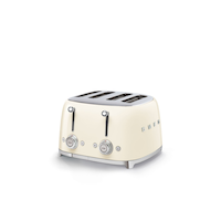 Smeg 50s Retro Style Wide Slot Pop-up Toaster, 4-Slice, Cream Front_Three_Fourths_Angled_Left