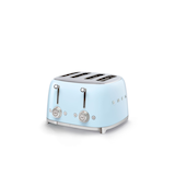 Smeg 50s Retro Style Wide Slot Pop-up Toaster, 4-Slice, Pastel Blue Front_Three_Fourths_Angled_Left