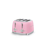 Smeg 50s Retro Style Wide Slot Pop-up Toaster, 4-Slice, Pink Front_Three_Fourths_Angled_Left