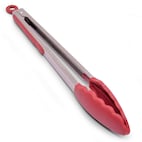 Tovolo Round Tipped Silicone and Stainless Steel Tongs, Red, 1 ea