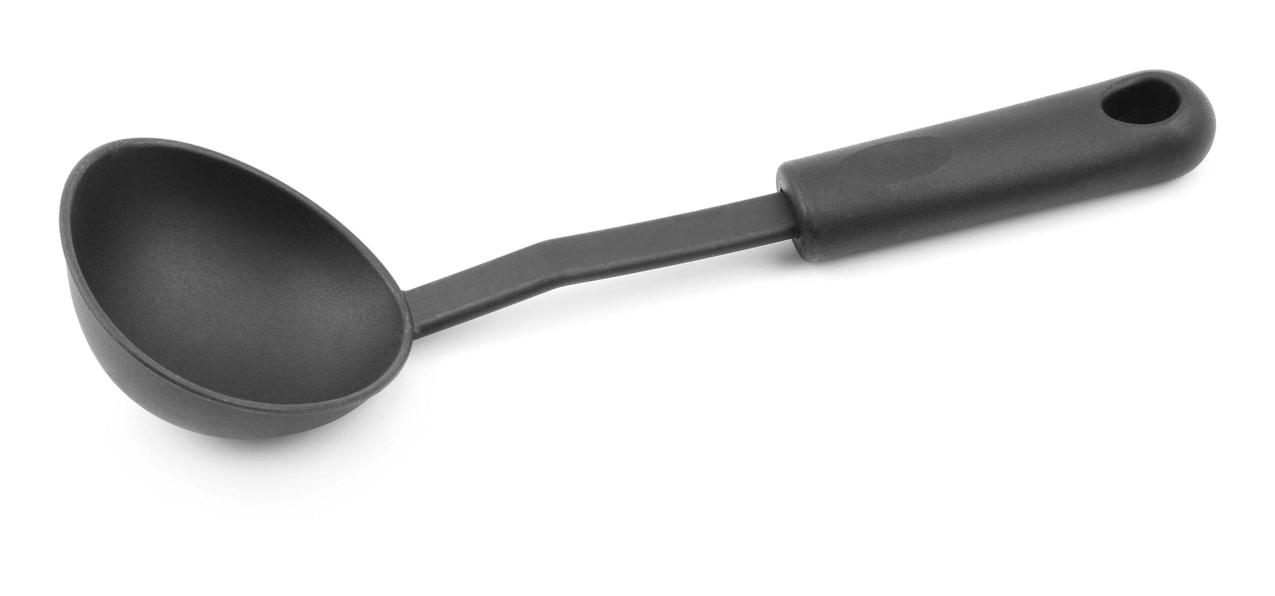 Nylon Soup Ladle, Black Front_Angled_Left