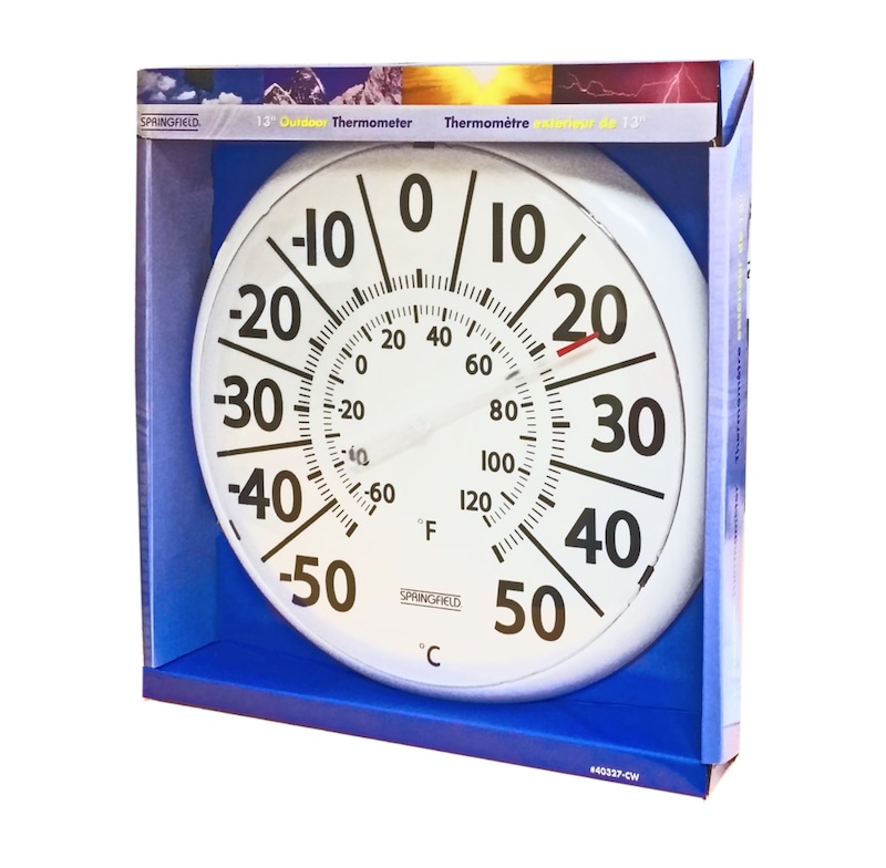 Round Outdoor Analog Thermometer, White, 13in Canadian Tire