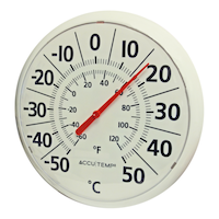 Round Outdoor Analog Thermometer, White, 13-in Front_Angled_Left