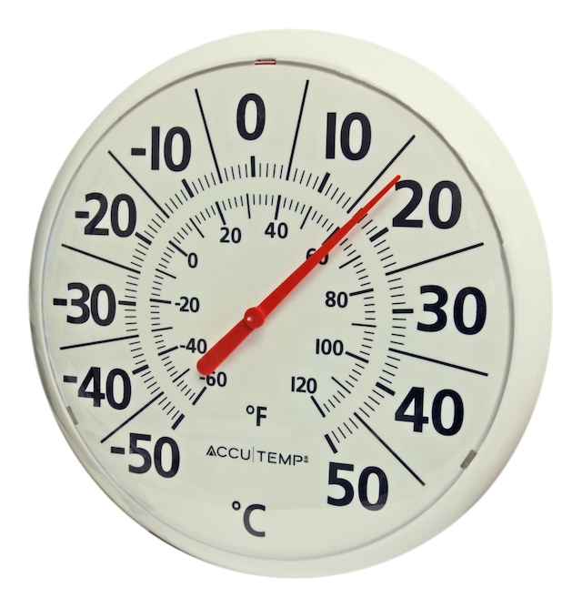 Round Outdoor Analog Thermometer, White, 13in Canadian Tire
