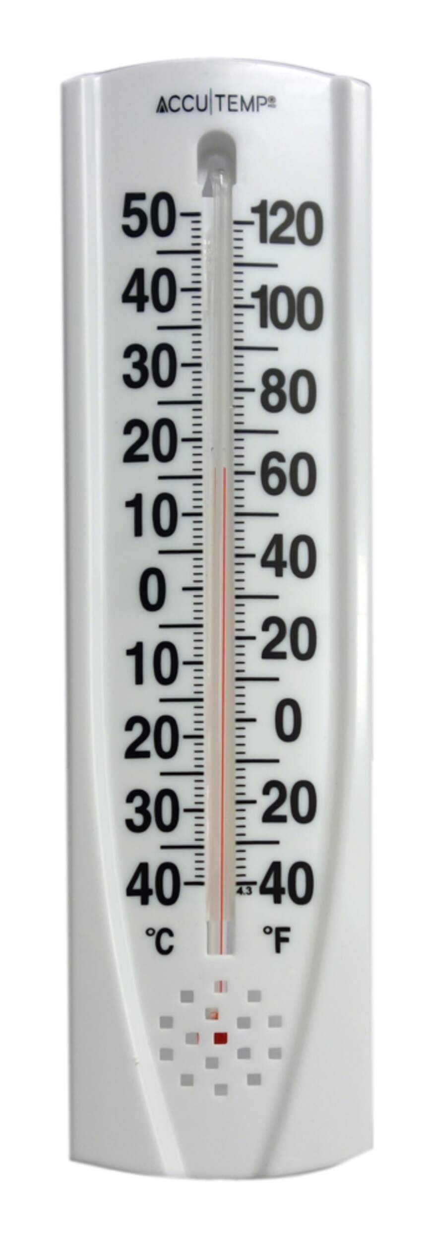 Accutemp Indoor/Outdoor Thermometer Celcius and Fahrenheit, White, 8-in Front_Flat