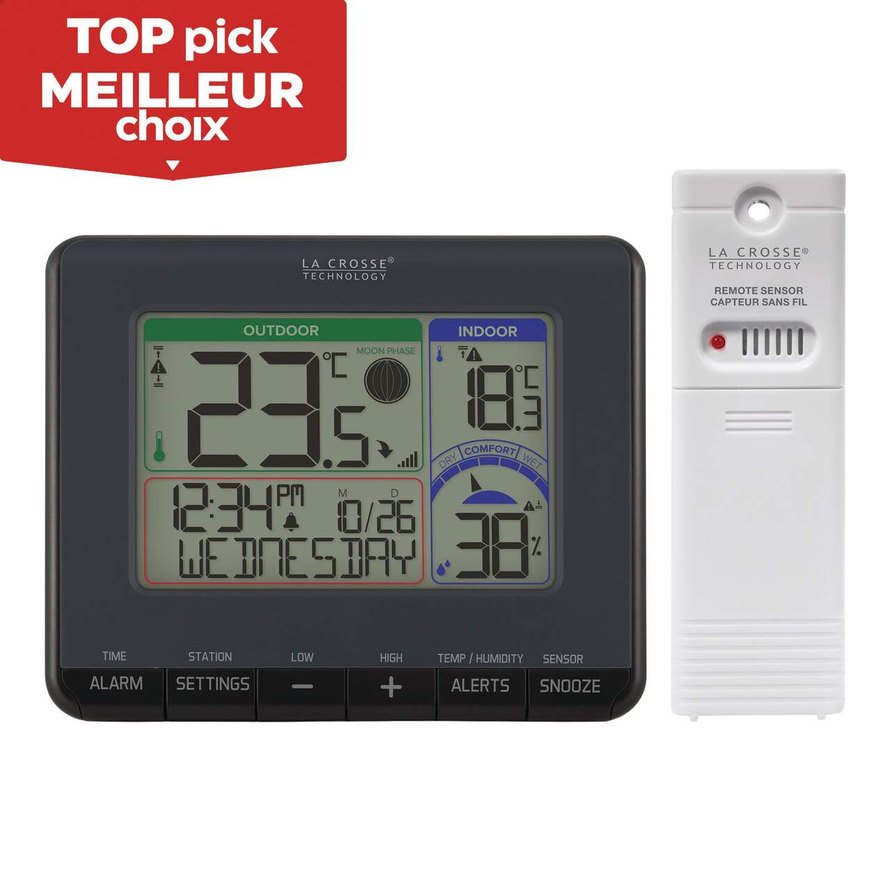 Thermometre numerique digital 50 à 70°c interieur exterieur sonde  temperature horloge