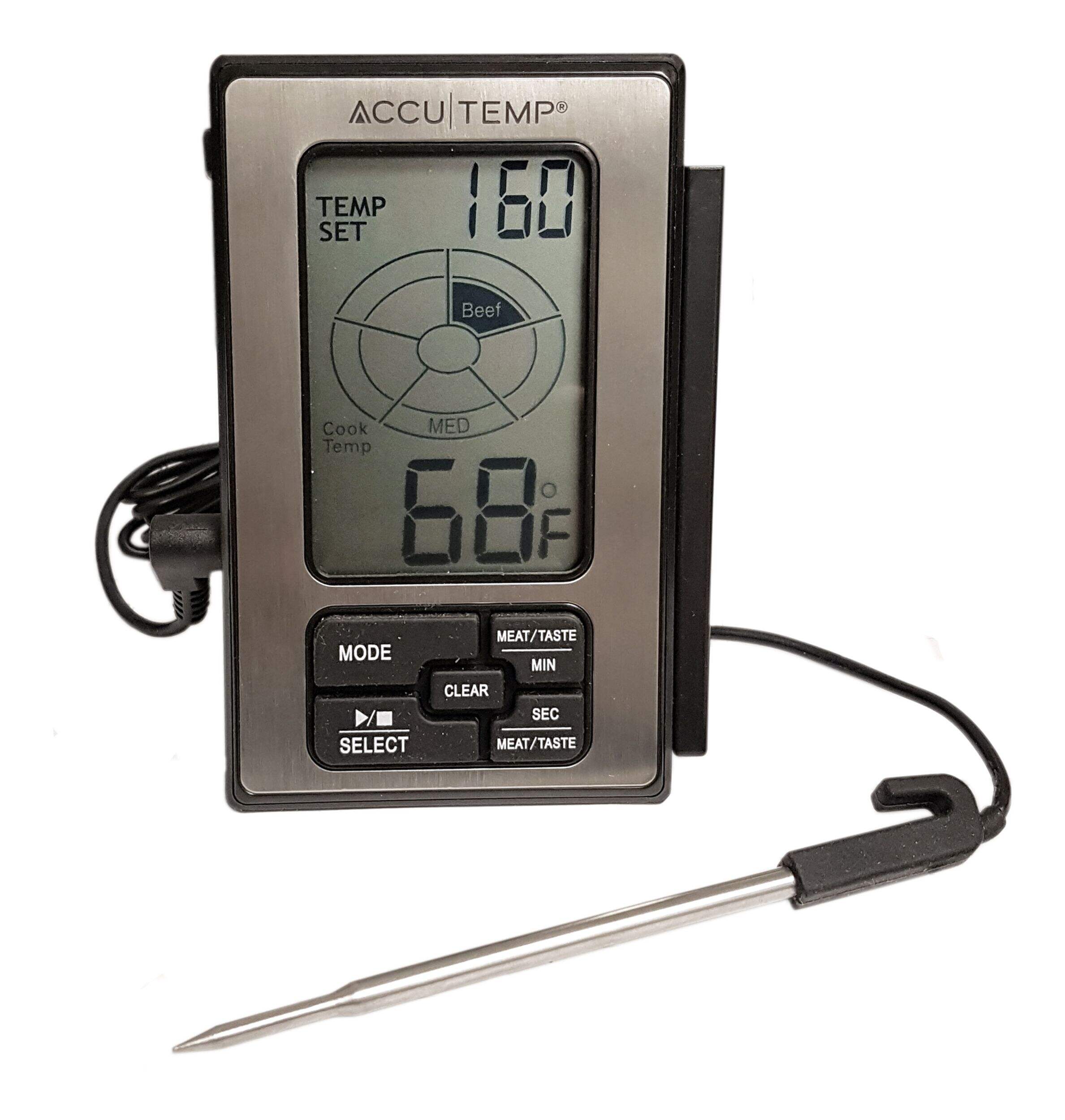 Accutemp Wired Meat Thermometer with Stainless Steel Probe Front_Flat