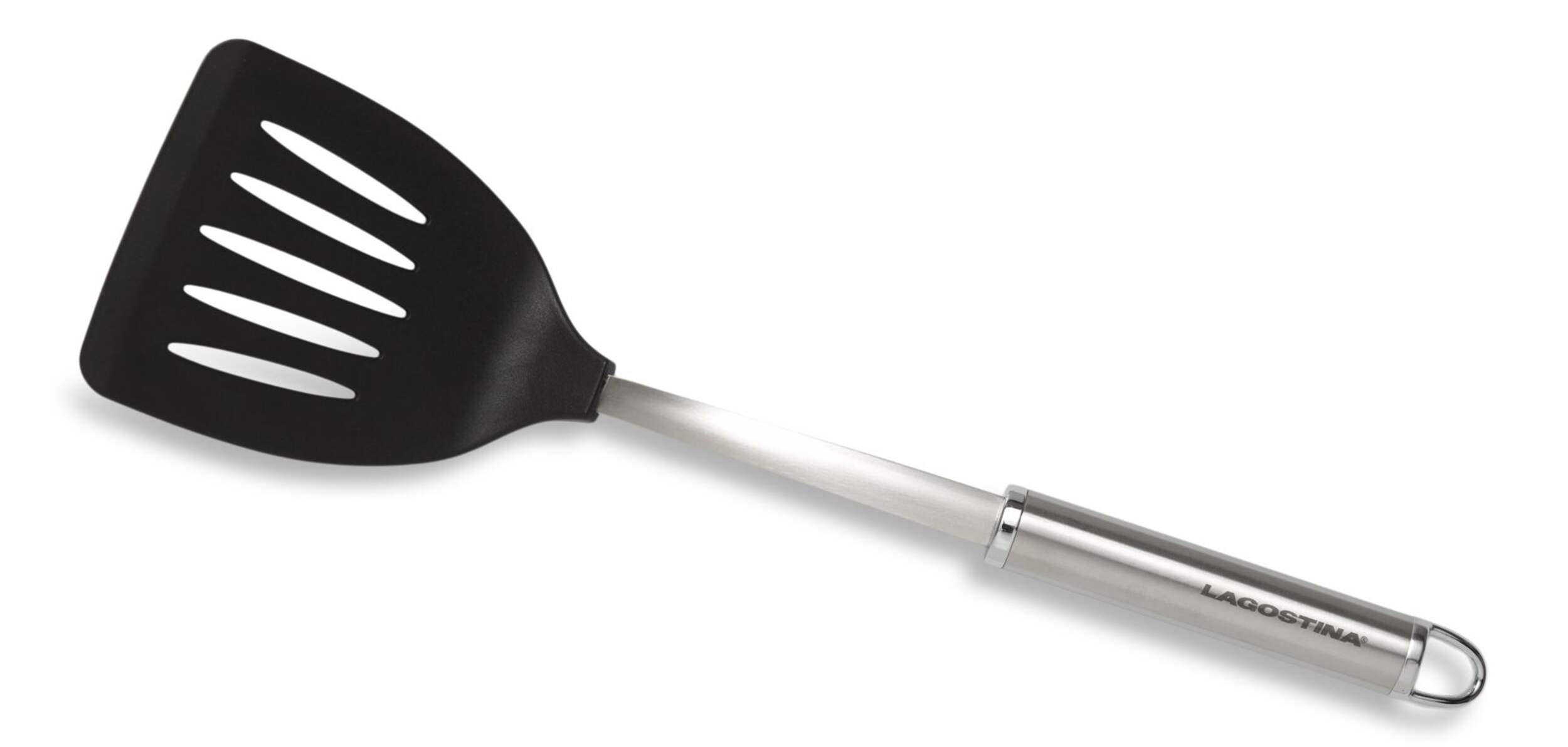 Spatule à fentes Lagostina en acier inoxydable avec tête en nylon Overhead_Plunge
