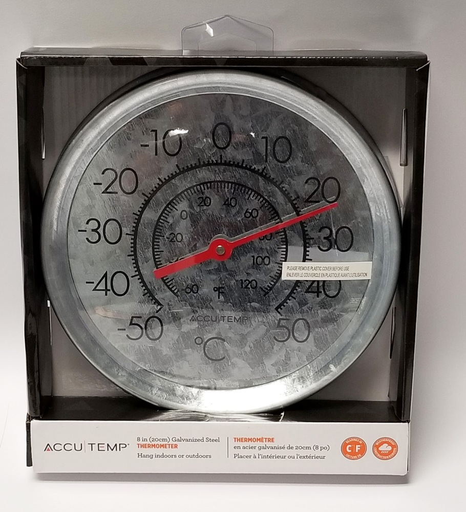Accutemp Indoor/Outdoor Galvanized Steel Round Thermometer, 8in Canadian Tire