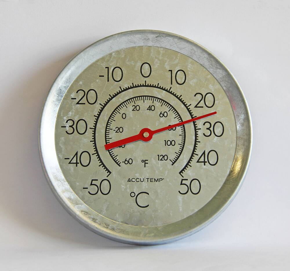 Accutemp Indoor/Outdoor Galvanized Steel Round Thermometer, 8-in ...