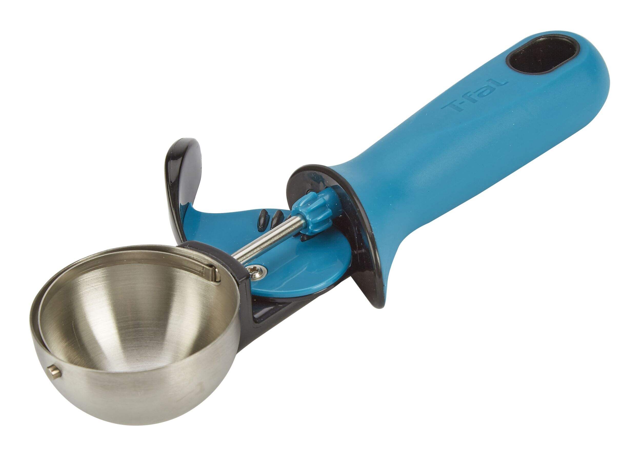 T-fal Trigger Stainless Steel Ice Cream Scoop Front_Angled_Left