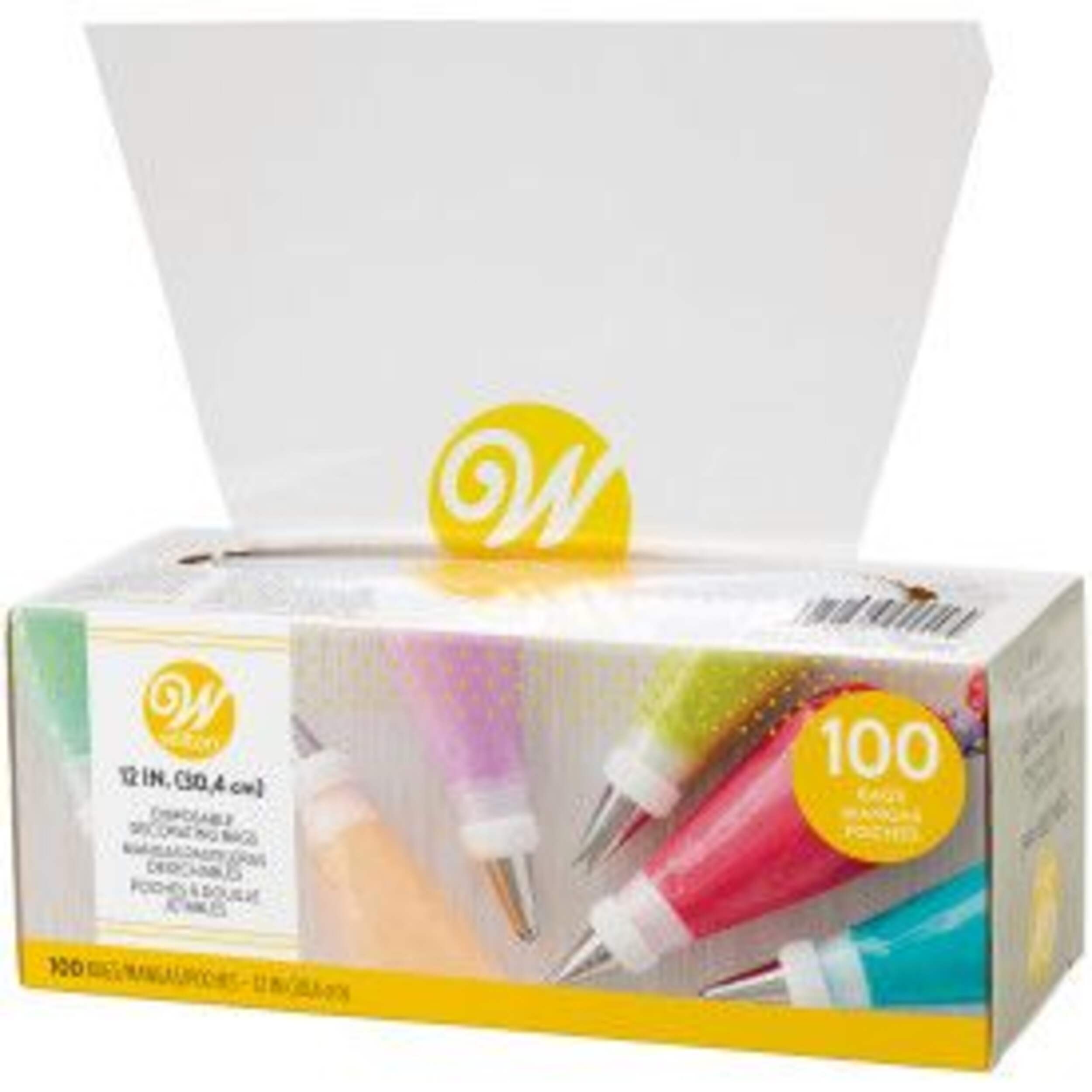 Wilton Disposable Decorating Piping Bags, 12-in (30.48 cm), 100-pk Front_Angled_Left