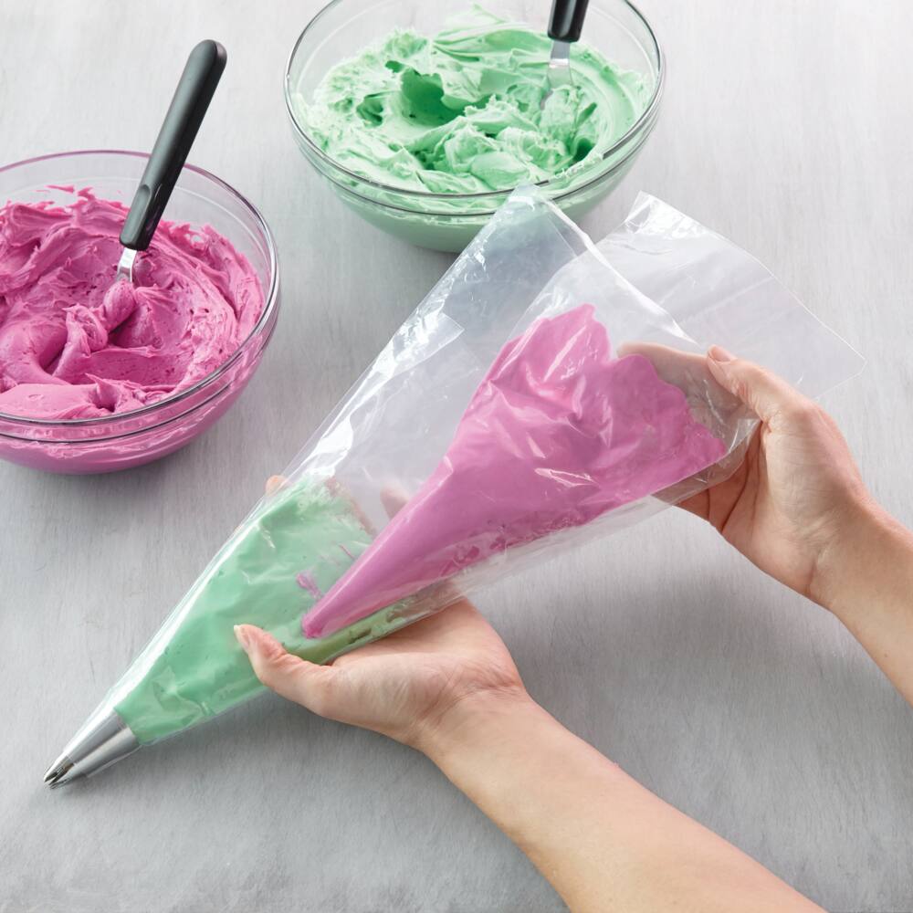 100 Pcs Disposable Pastry Bags Plastic Icing Piping Bags，Decorating Bags for Cake Dessert Decoration,16 x 25 cm 