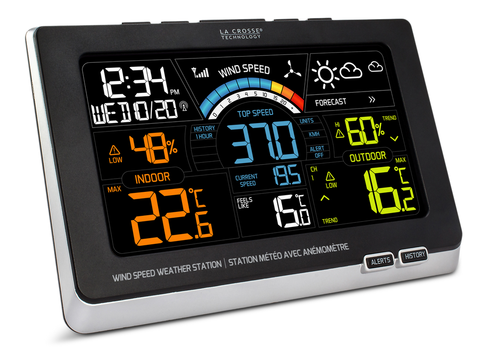 La Crosse Wireless Weather Forecaster & Wind Gauge Digital Thermometer ...