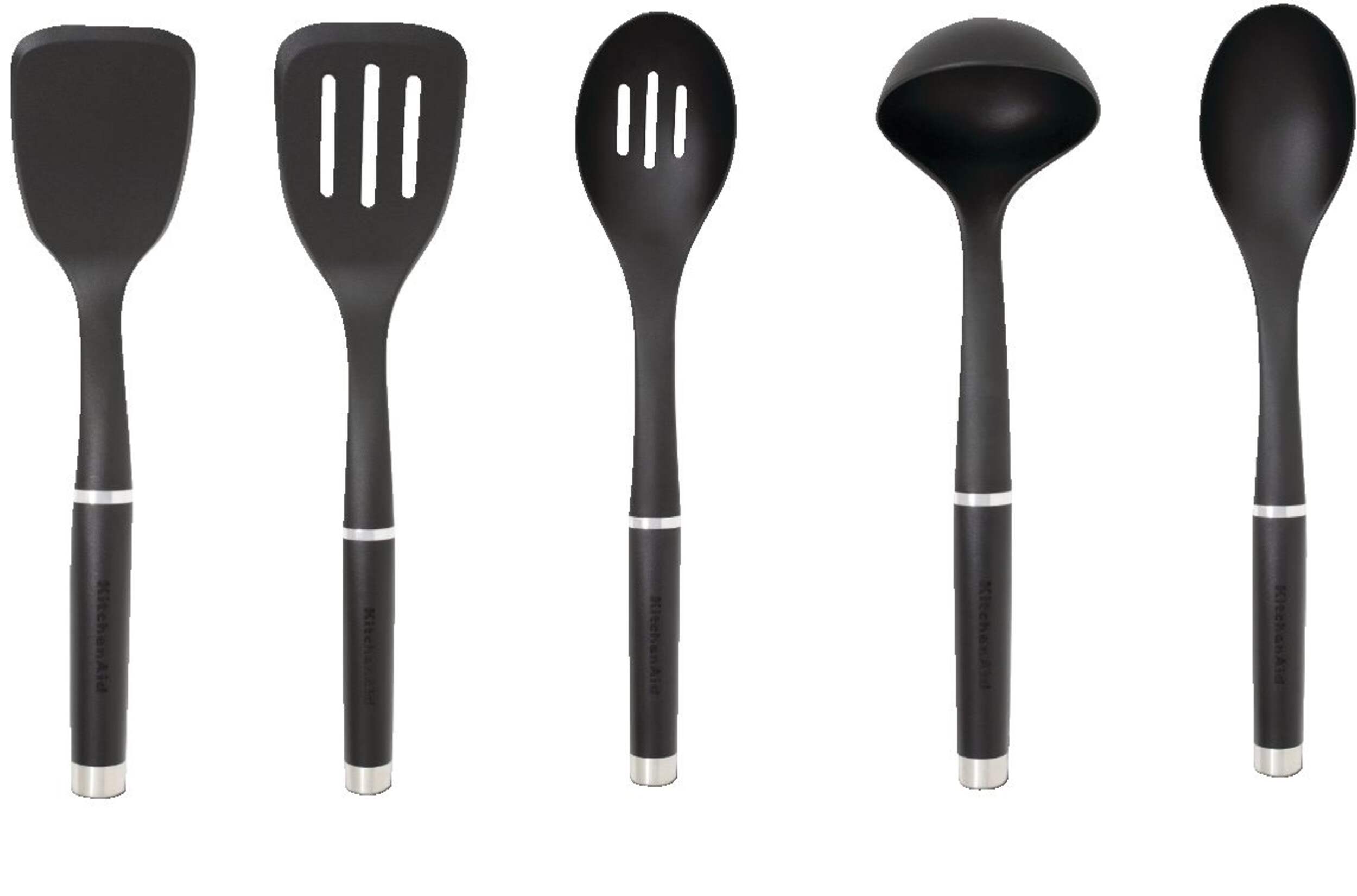 KitchenAid Gourmet Nylon Tool Set, Black, 5-pc Front_Flat
