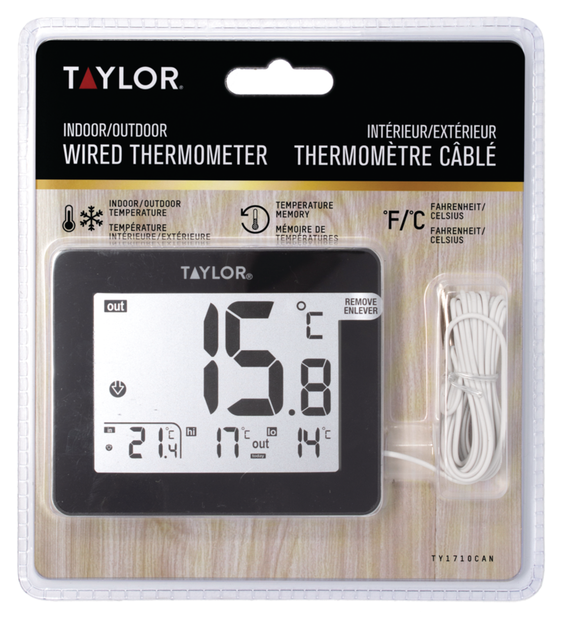 Thermomètre numérique câblé d'intérieur/extérieur Taylor