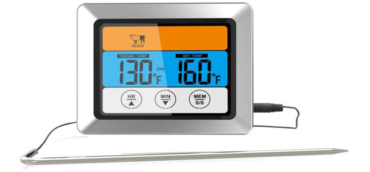 Électronique numérique Lcd Thermomètre alimentaire Sonde Bbq Viande Eau  Huile Température de cuisson Alarme Minuterie de cuisson Cuisine Testeur de  cuisson