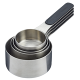 PADERNO Stainless Steel Measuring Cups with Magnetic Handle, 4-pc Front_Three_Fourths_Angled_Left